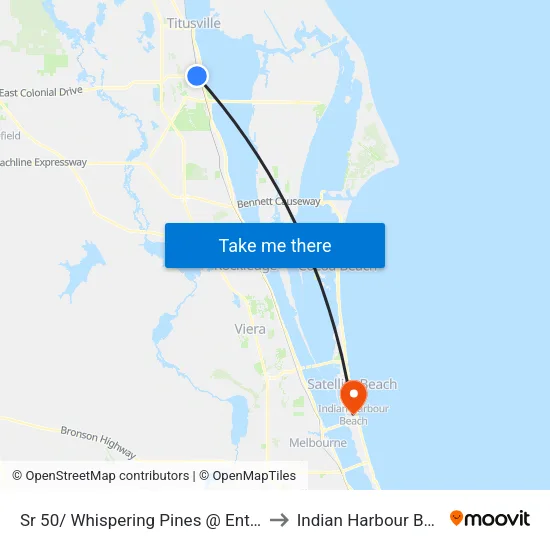 Sr 50/ Whispering Pines @ Entrance to Indian Harbour Beach map