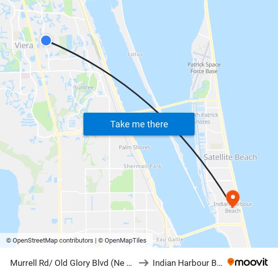 Murrell Rd/ Old Glory Blvd (Ne Corner) to Indian Harbour Beach map