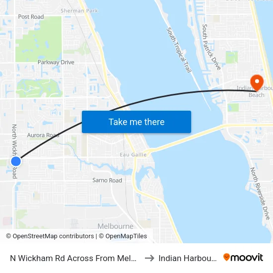 N Wickham Rd Across From Melbourne Village to Indian Harbour Beach map