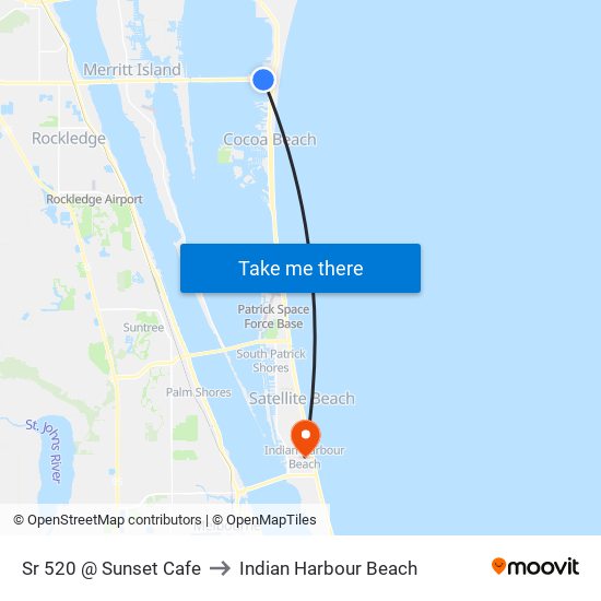 Sr 520 @ Sunset Cafe to Indian Harbour Beach map