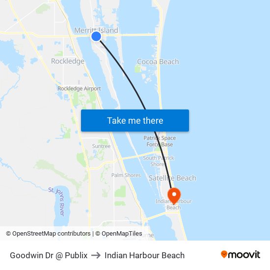 Goodwin Dr @ Publix to Indian Harbour Beach map