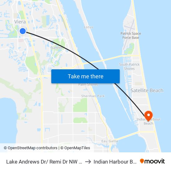 Lake Andrews Dr/ Remi Dr NW Corner to Indian Harbour Beach map