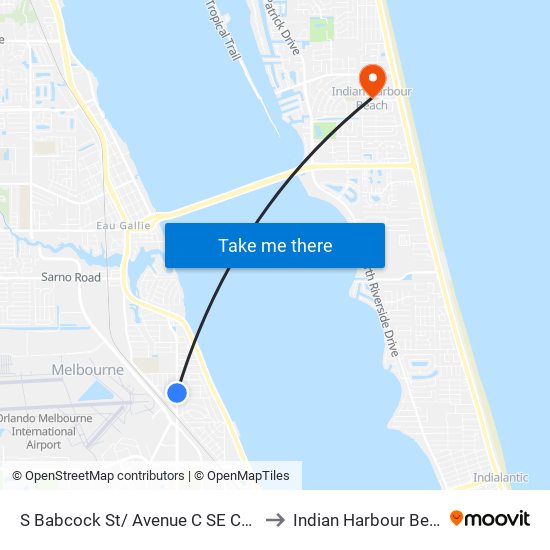 S Babcock St/ Avenue C SE Corner to Indian Harbour Beach map