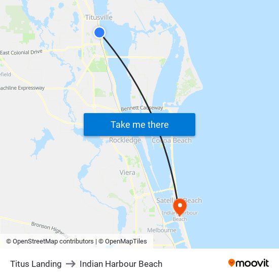 Titus Landing to Indian Harbour Beach map