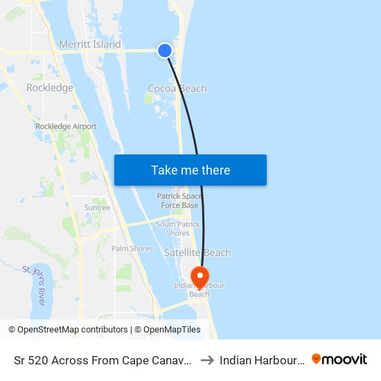 Sr 520 Across From Cape Canaveral Hospital to Indian Harbour Beach map