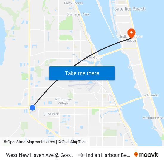 West New Haven Ave @ Goodwill to Indian Harbour Beach map