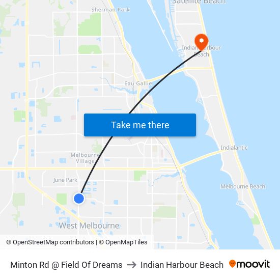 Minton Rd @ Field Of Dreams to Indian Harbour Beach map