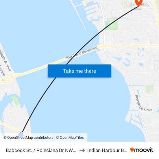 Babcock St. / Poinciana Dr NW Corner to Indian Harbour Beach map