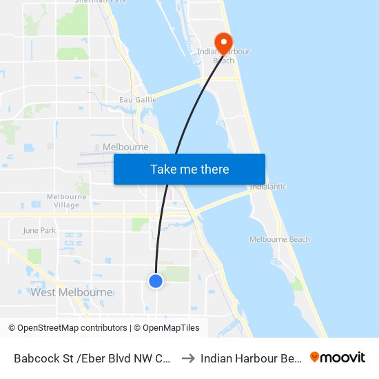 Babcock St /Eber Blvd NW Corner to Indian Harbour Beach map