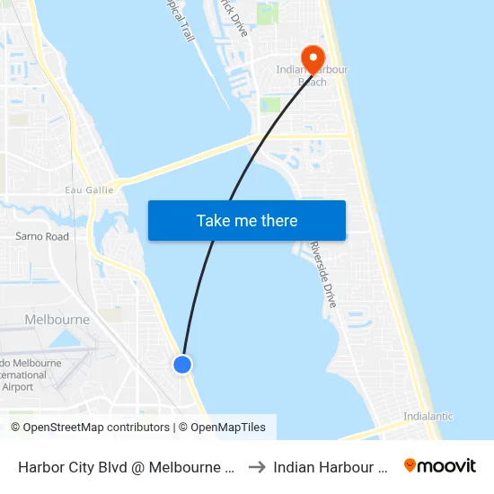 Harbor City Blvd @ Melbourne Terminal to Indian Harbour Beach map