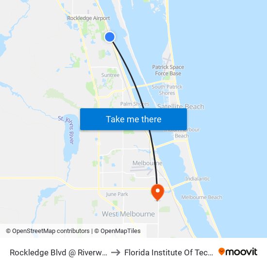 Rockledge Blvd @ Riverwalk Park to Florida Institute Of Technology map