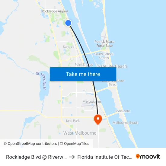 Rockledge Blvd @ Riverwalk Park to Florida Institute Of Technology map