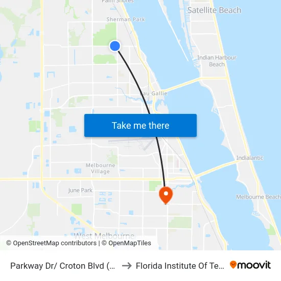 Parkway Dr/ Croton Blvd (Ne Corner) to Florida Institute Of Technology map