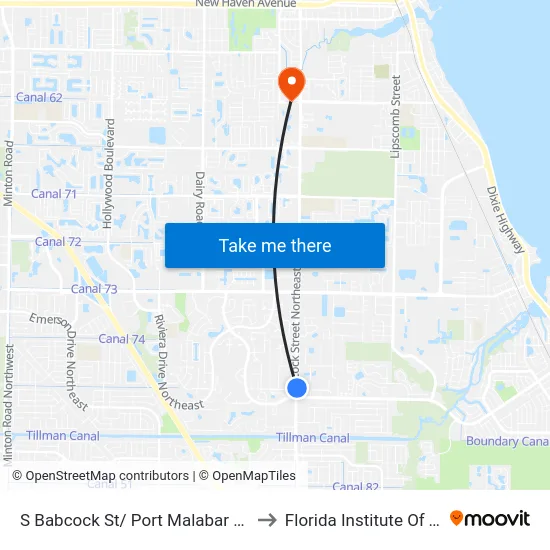 S Babcock St/ Port Malabar Blvd (Ne Corner) to Florida Institute Of Technology map