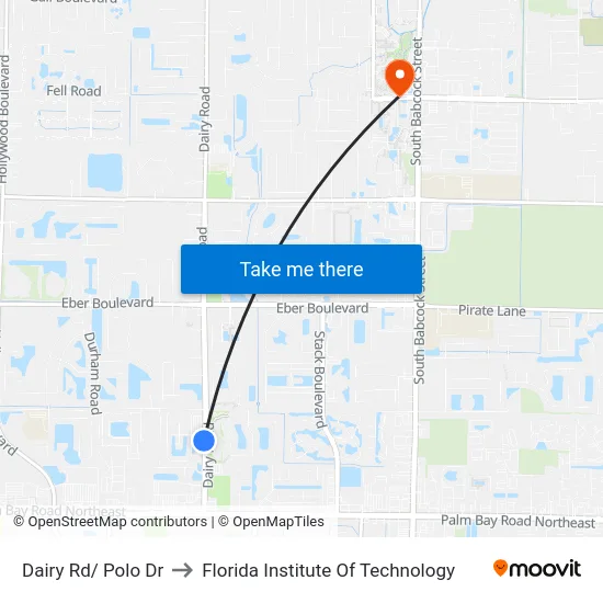 Dairy Rd/ Polo Dr to Florida Institute Of Technology map