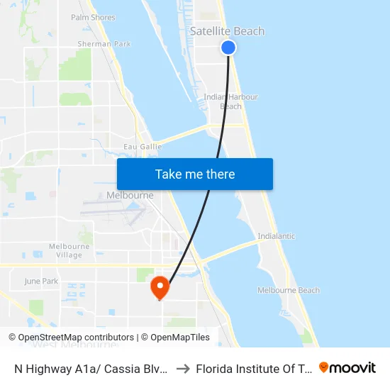 N Highway A1a/ Cassia Blvd (Sw Corner) to Florida Institute Of Technology map
