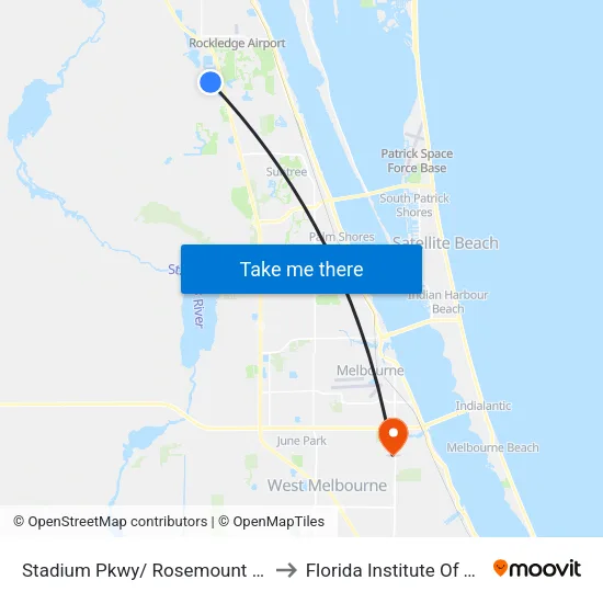 Stadium Pkwy/ Rosemount Dr (Se Corner) to Florida Institute Of Technology map