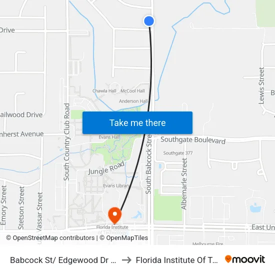 Babcock St/ Edgewood Dr (Nw Corner) to Florida Institute Of Technology map