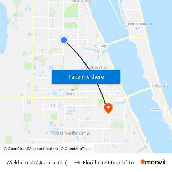 Wickham Rd/ Aurora Rd. (Se Corner) to Florida Institute Of Technology map