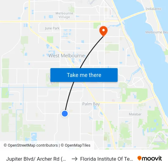 Jupiter Blvd/ Archer Rd (Ne Corner) to Florida Institute Of Technology map