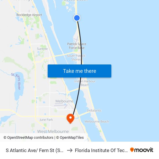 S Atlantic Ave/ Fern St (Se Corner) to Florida Institute Of Technology map