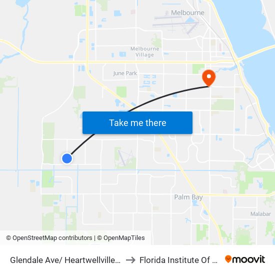 Glendale Ave/ Heartwellville St (Se Corner) to Florida Institute Of Technology map