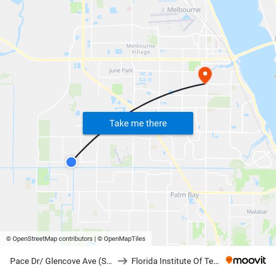 Pace Dr/ Glencove Ave (Sw Corner) to Florida Institute Of Technology map