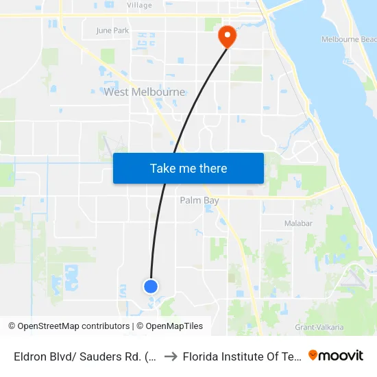 Eldron Blvd/ Sauders Rd. (Ne Corner) to Florida Institute Of Technology map