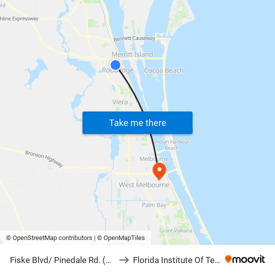 Fiske Blvd/ Pinedale Rd. (Nw Corner) to Florida Institute Of Technology map