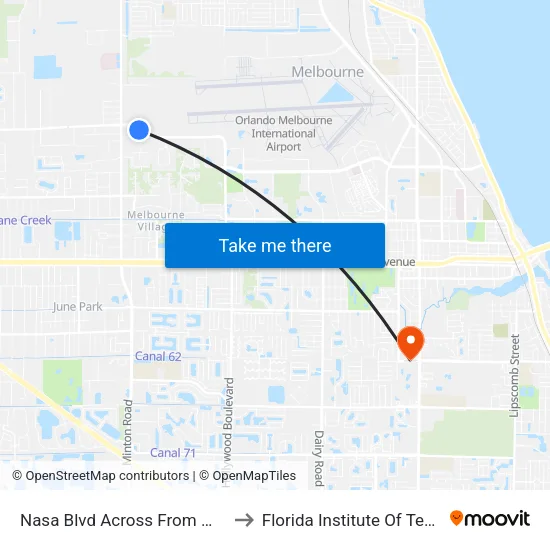 Nasa Blvd Across From Mcdonalds to Florida Institute Of Technology map