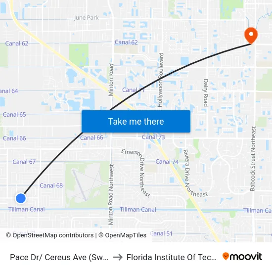 Pace Dr/ Cereus Ave (Sw Corner) to Florida Institute Of Technology map