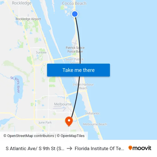 S Atlantic Ave/ S 9th St (Se Corner) to Florida Institute Of Technology map