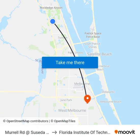 Murrell Rd @ Suseda Park to Florida Institute Of Technology map