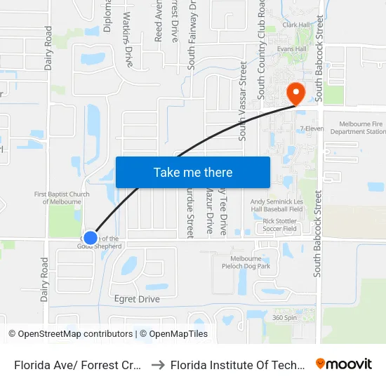 Florida Ave/ Forrest Creek Dr to Florida Institute Of Technology map