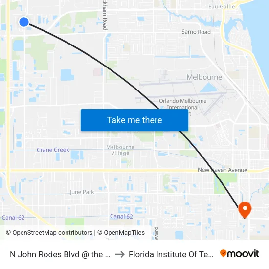 N John Rodes Blvd @ the Meadows to Florida Institute Of Technology map