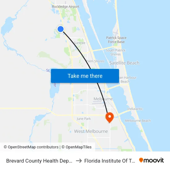 Brevard County Health Dept Viera Clinic to Florida Institute Of Technology map