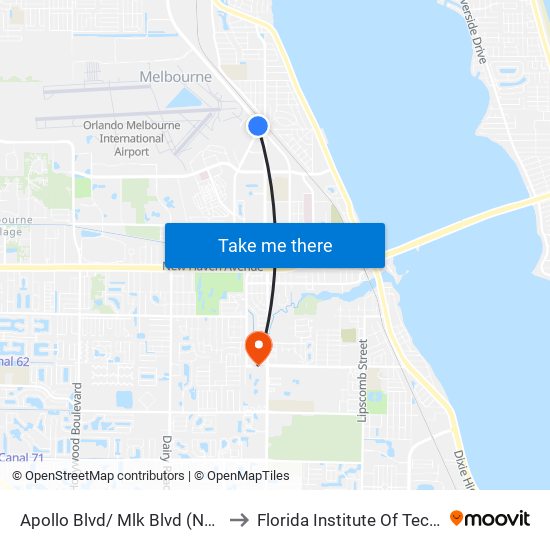 Apollo Blvd/ Mlk Blvd (Ne Corner) to Florida Institute Of Technology map