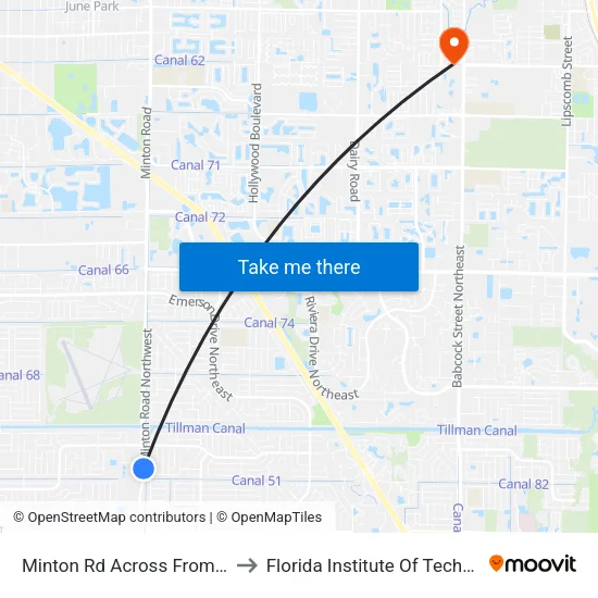 Minton Rd Across From Omni to Florida Institute Of Technology map