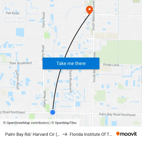 Palm Bay Rd/ Harvard Cir (Nw Corner) to Florida Institute Of Technology map
