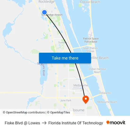 Fiske Blvd @ Lowes to Florida Institute Of Technology map