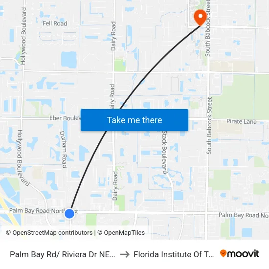 Palm Bay Rd/ Riviera Dr NE (Sw Corner) to Florida Institute Of Technology map
