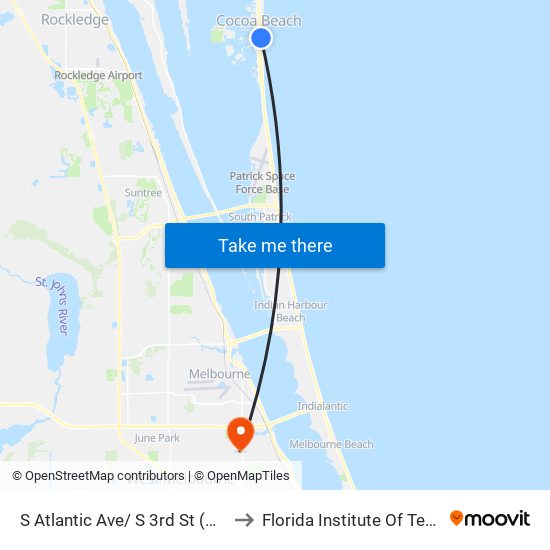 S Atlantic Ave/ S 3rd St (Ne Corner) to Florida Institute Of Technology map