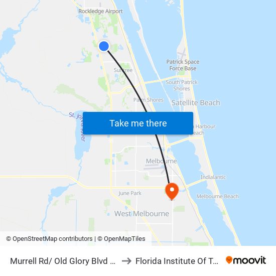 Murrell Rd/ Old Glory Blvd (Nw Corner) to Florida Institute Of Technology map