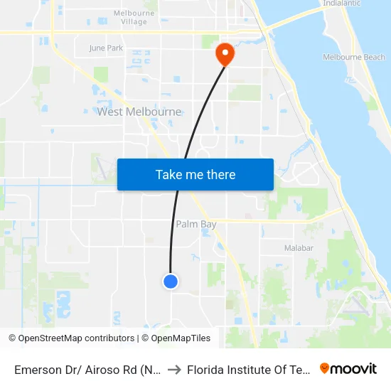 Emerson Dr/ Airoso Rd (Nw Corner) to Florida Institute Of Technology map