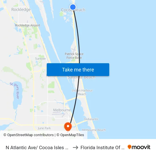 N Atlantic Ave/ Cocoa Isles Blvd (Ne Corner) to Florida Institute Of Technology map