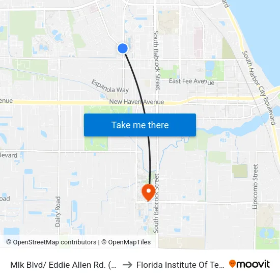Mlk Blvd/ Eddie Allen Rd. (Sw Corner) to Florida Institute Of Technology map