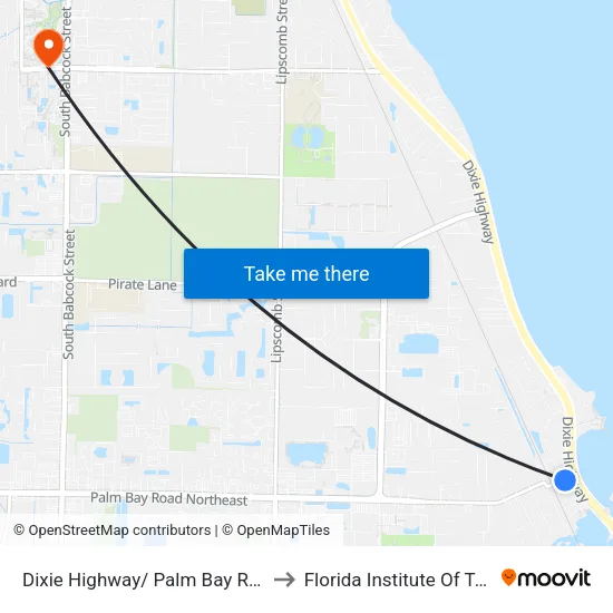Dixie Highway/ Palm Bay Rd SW Corner to Florida Institute Of Technology map