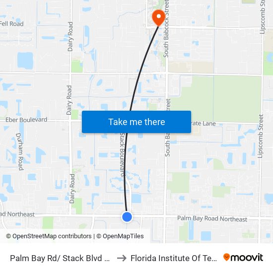 Palm Bay Rd/ Stack Blvd SW Corner to Florida Institute Of Technology map