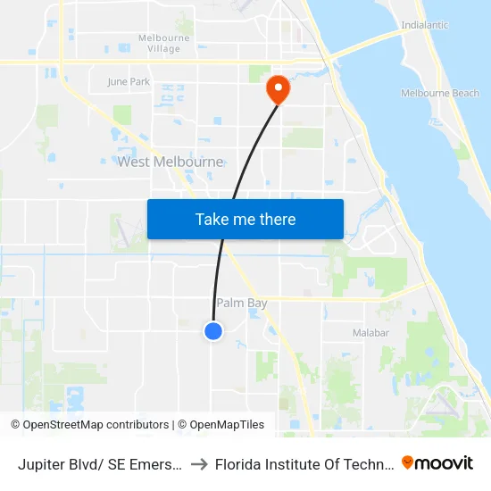 Jupiter Blvd/ SE Emerson Dr to Florida Institute Of Technology map