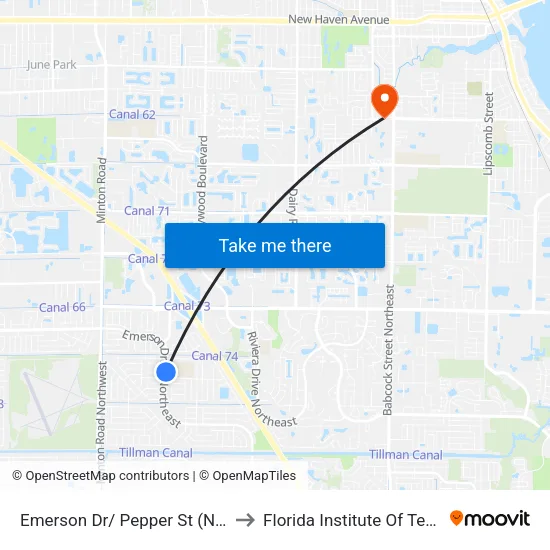 Emerson Dr/ Pepper St (Nw Corner) to Florida Institute Of Technology map